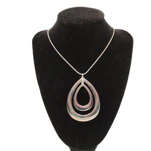 Erica Lyons Silver Pendant Long Necklace Double‎ Medallion NWT